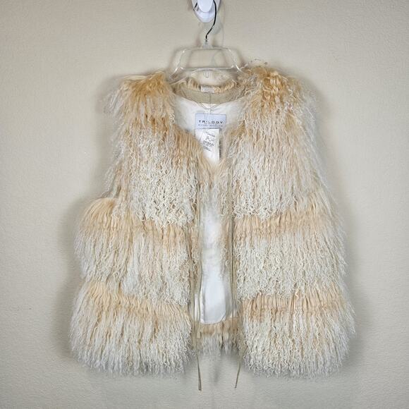 Trilogy Collections Michael McCollom Mongolian Curly Lamb Fur Suede Vest Women S - Picture 1 of 16
